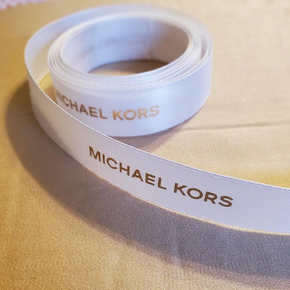 AUTHENTIC MICHAEL KORS Ribbon - 3 Yards White with Gold Lettering Gift Wrap/Bows - Picture 2 of 4